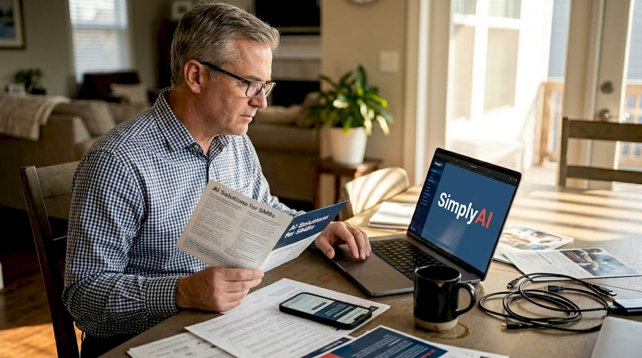 Business owner compares AI tools at home