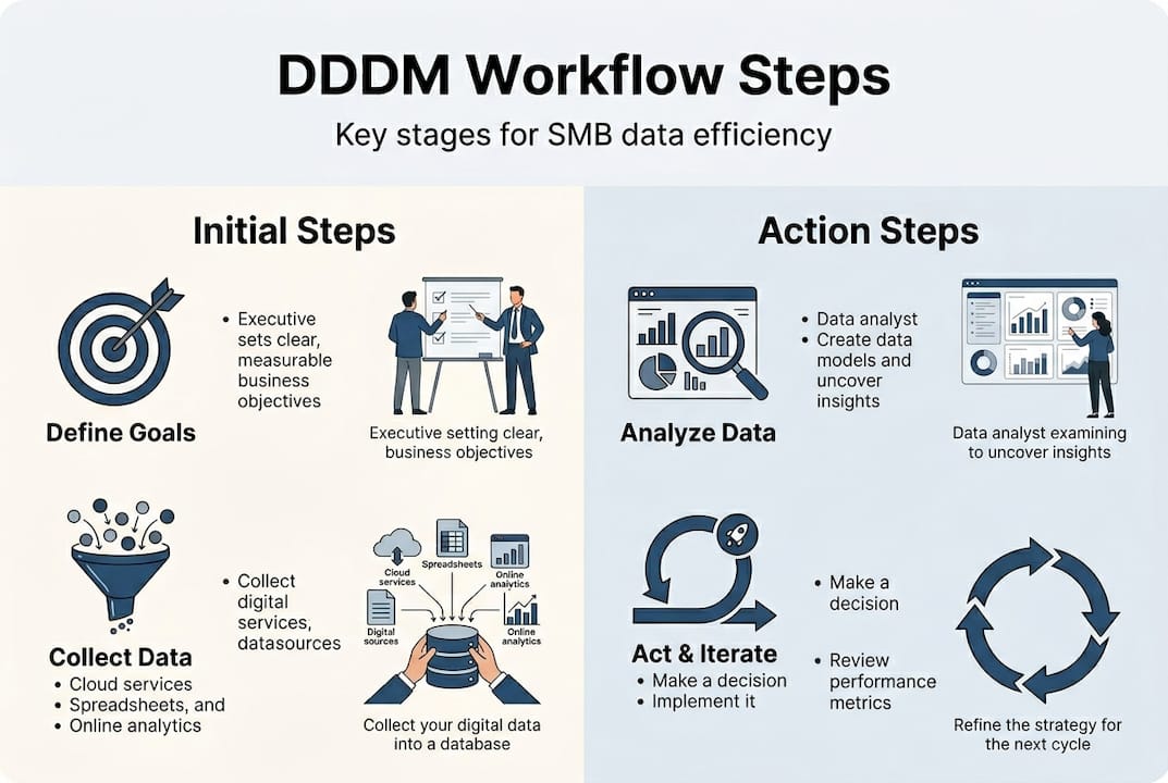 Infographic data workflow steps overview