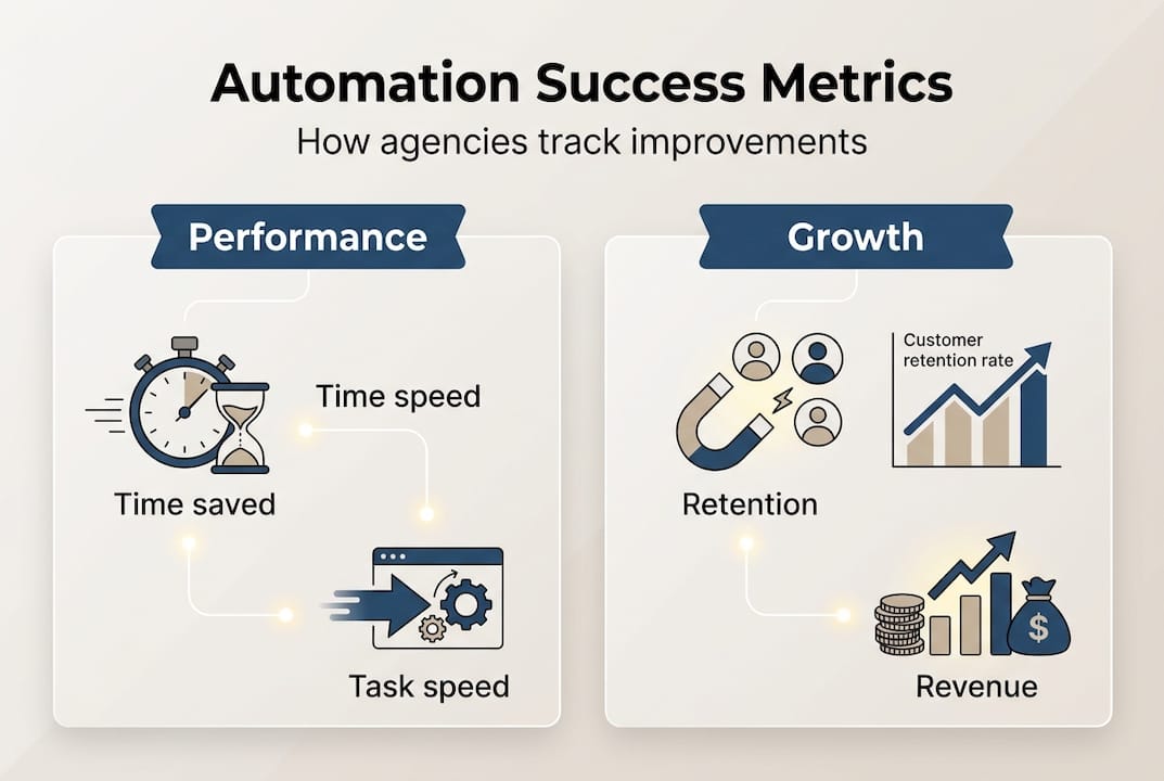Infographic showing key automation success metrics