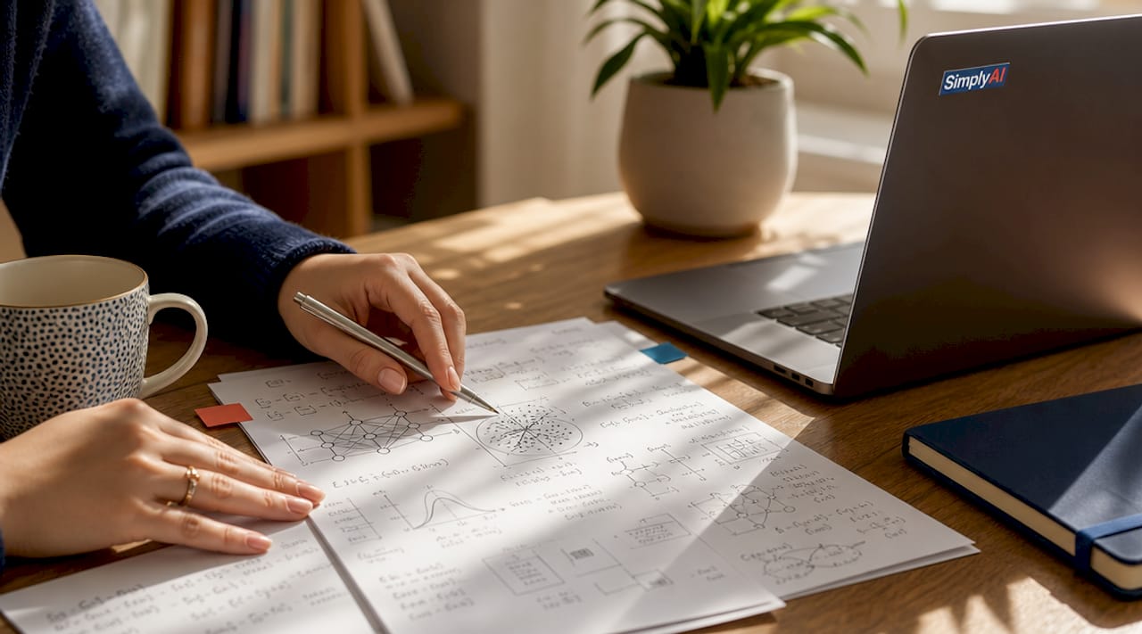 Hands working on anomaly detection notes and calculator