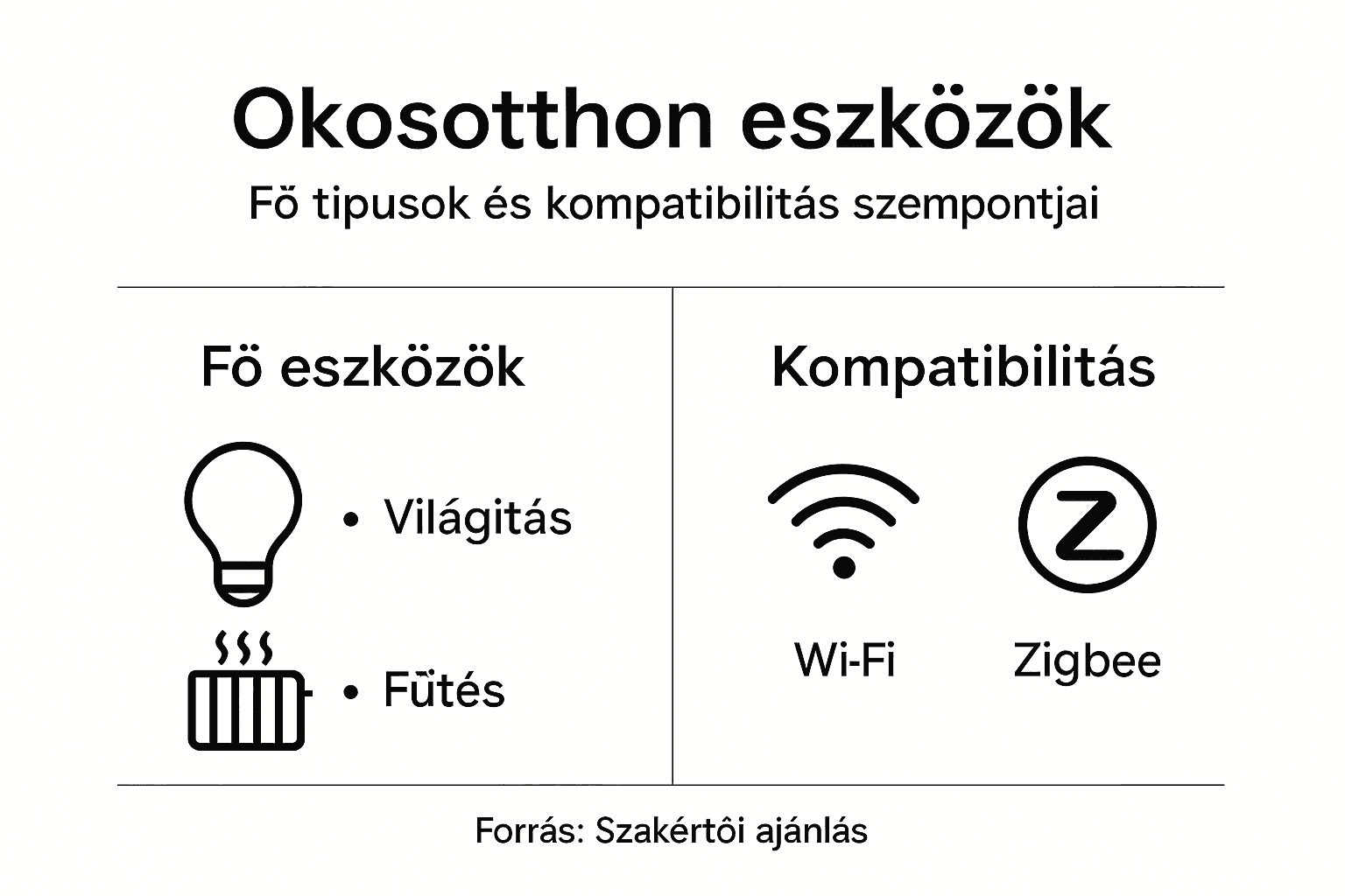 Infografika: Okosotthon eszközök és azok összehangolhatósága egy helyen