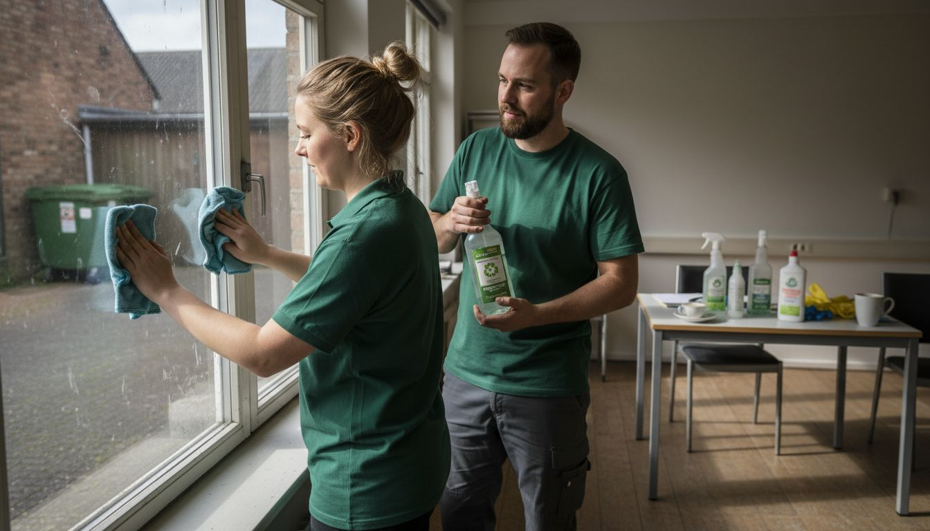 Vores ansatte får løbende undervisning i bæredygtige rengøringsmetoder.