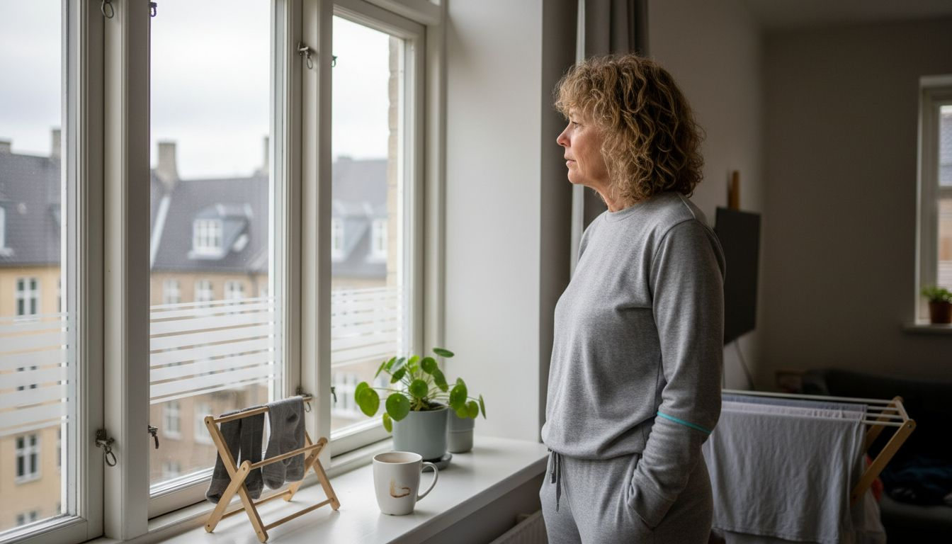 Kunden står og kigger ud gennem et nyvasket vindue med udsigt til København