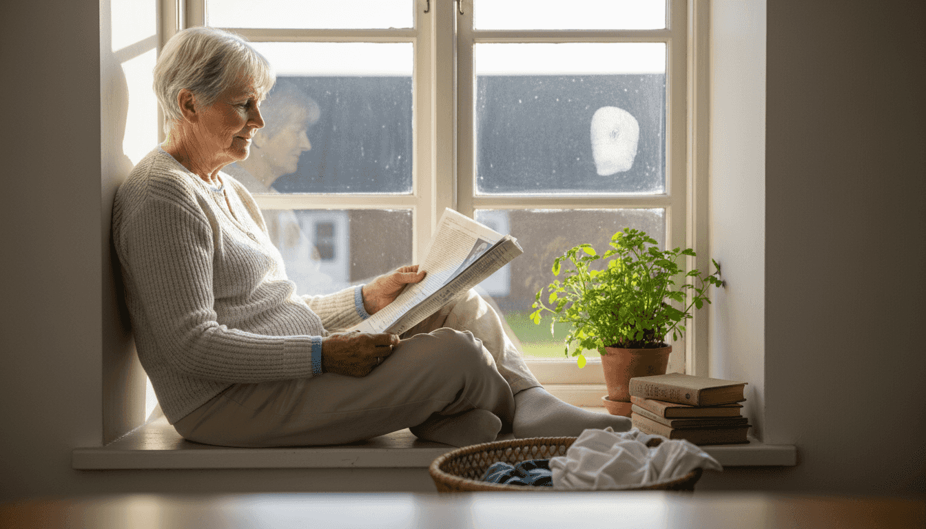 Hun glæder sig over de rene ruder og det ekstra lys, der strømmer ind.