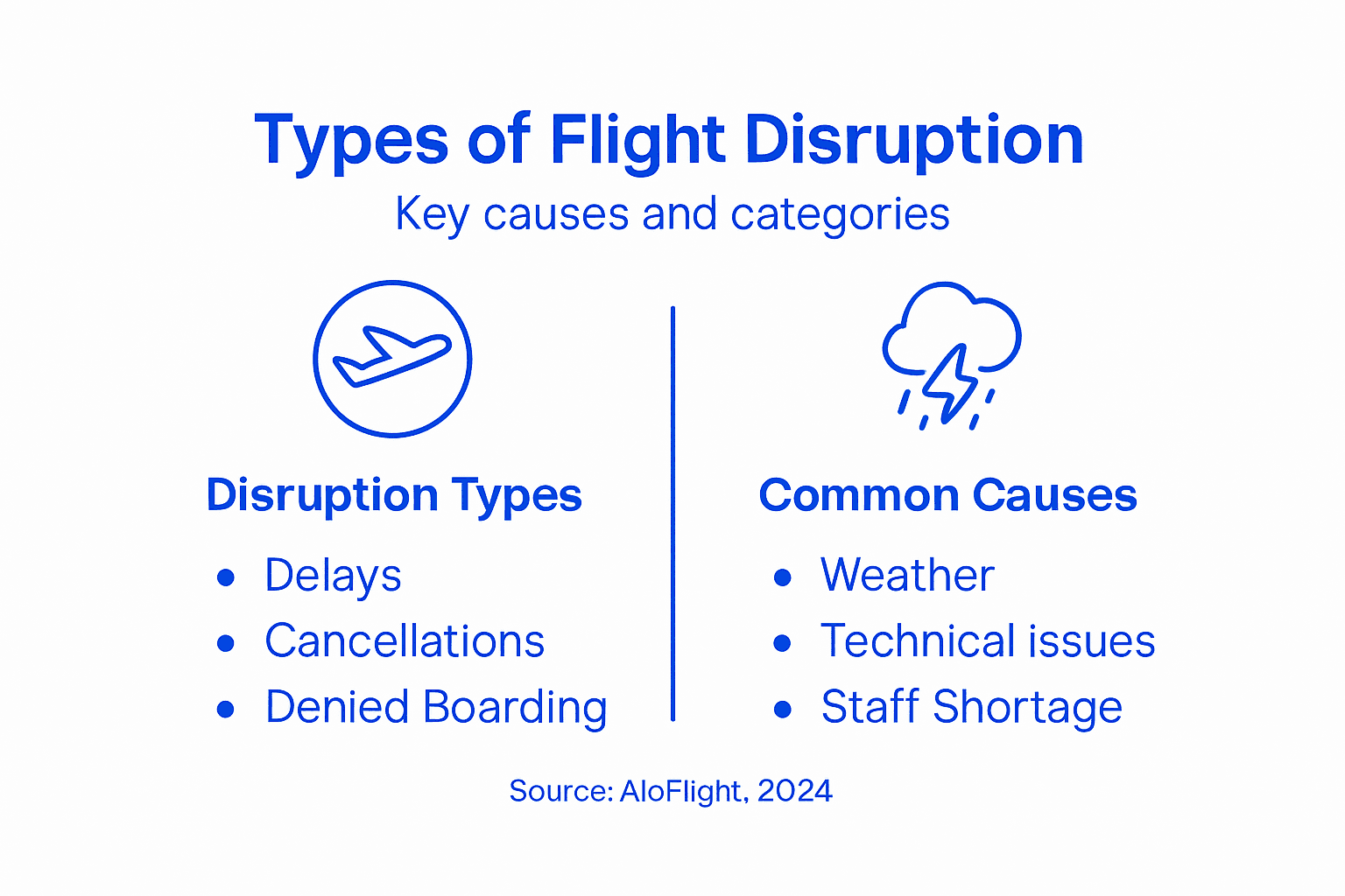 Infographic about flight disruption types and causes