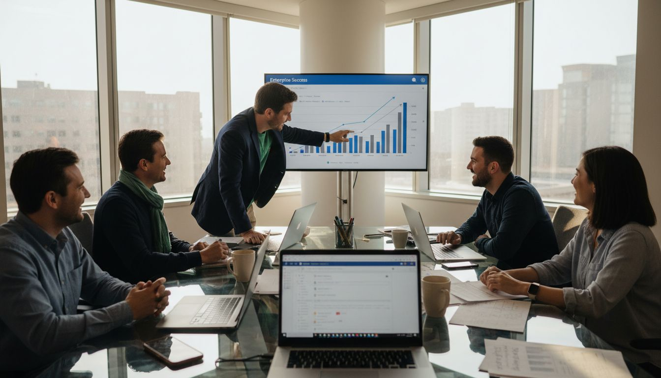 Enterprise team reviews WordPress analytics