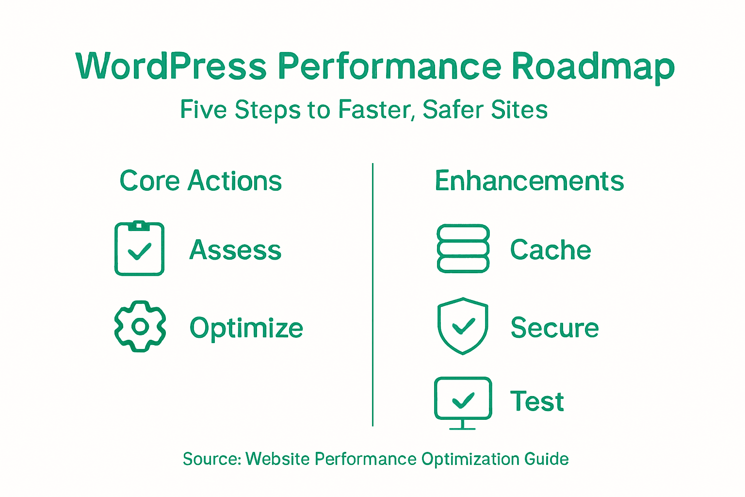 Infographic of WordPress site optimization steps