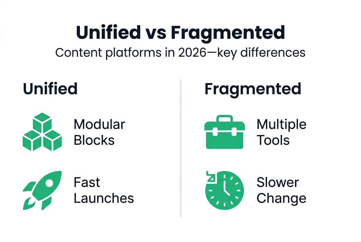 Infographic comparing unified and fragmented platforms