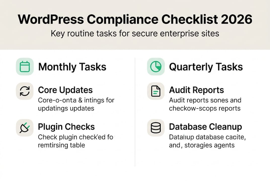 Infographic on website compliance tasks and schedule
