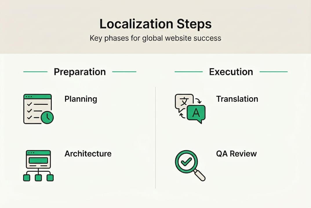 Infographic showing localization workflow steps