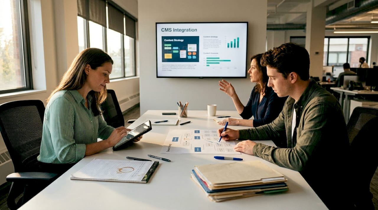 Team collaborating on CMS integration project