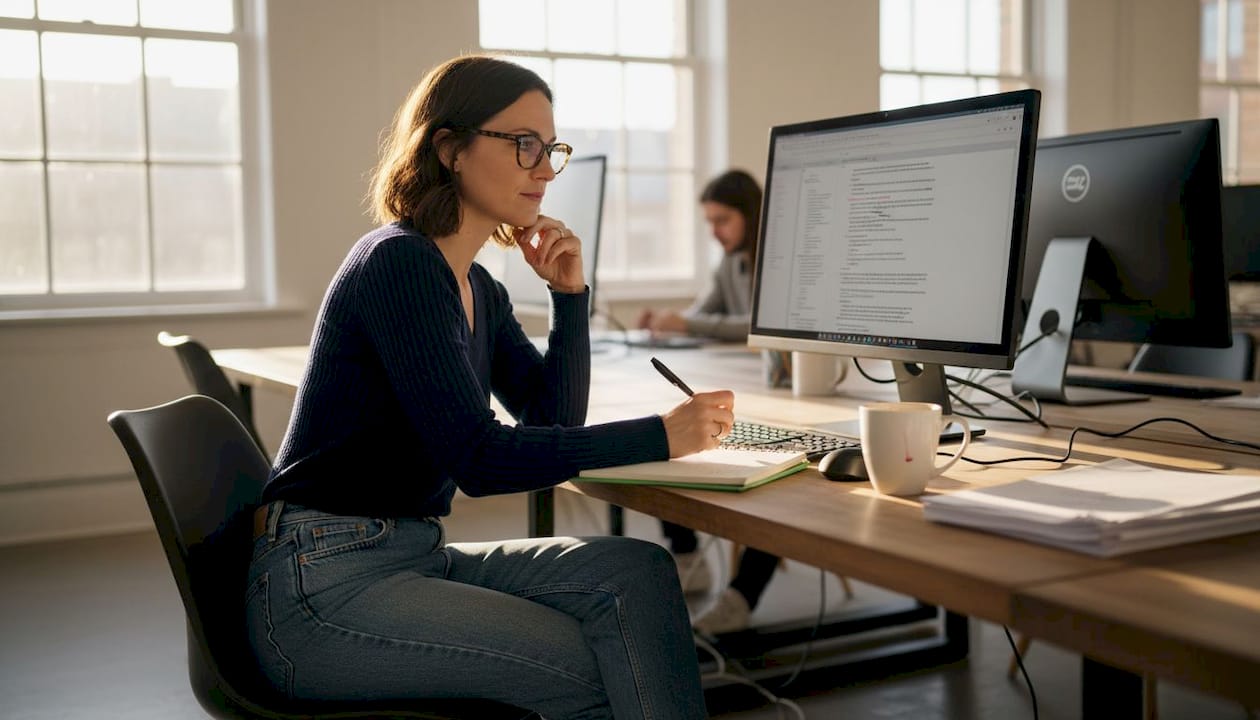 Editor annotating content draft in open workspace