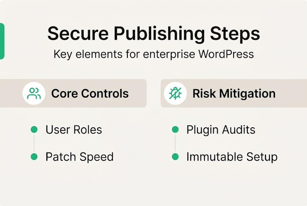 Infographic of secure publishing steps and controls