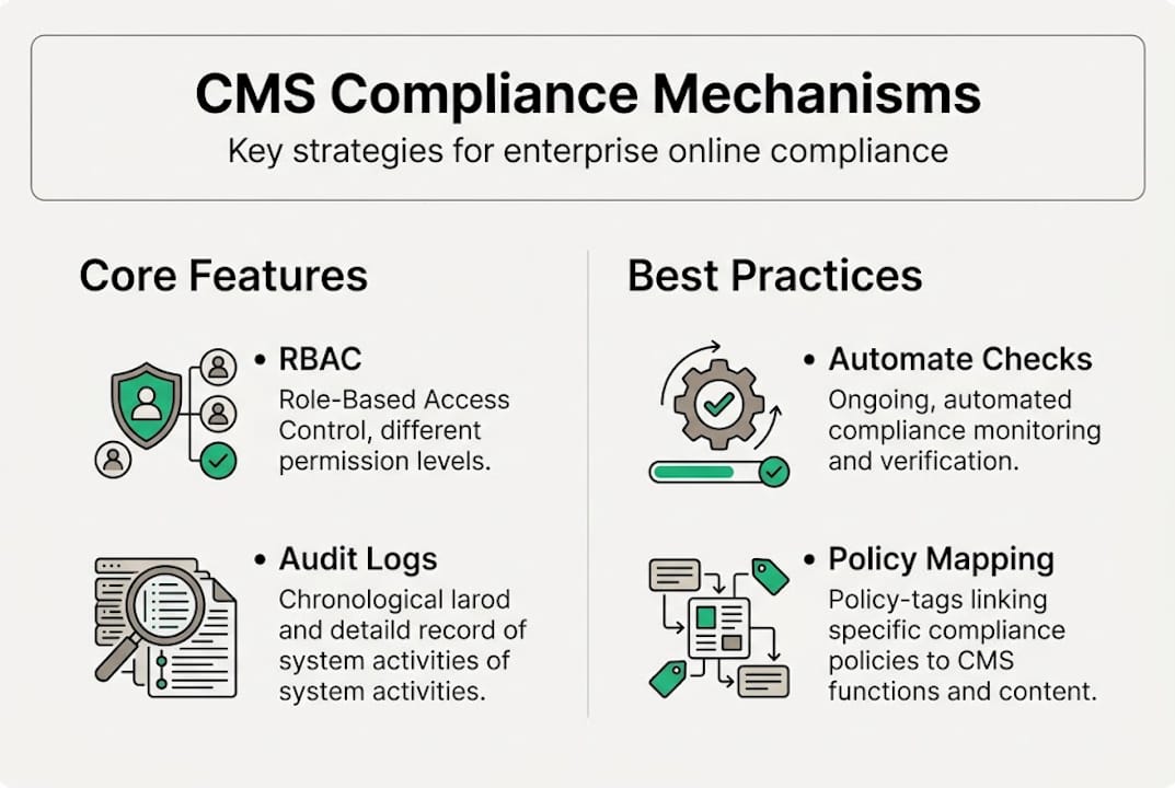 Infographic of enterprise CMS compliance strategies