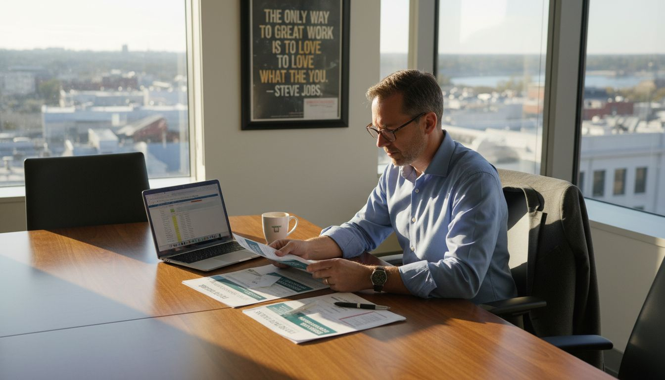 Business owner reviewing health insurance options