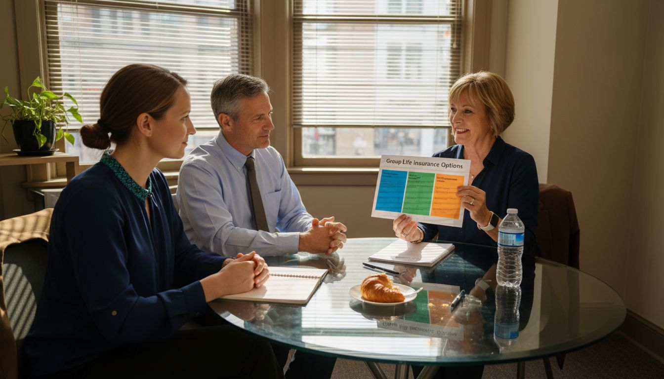 HR representative explains benefits to employees