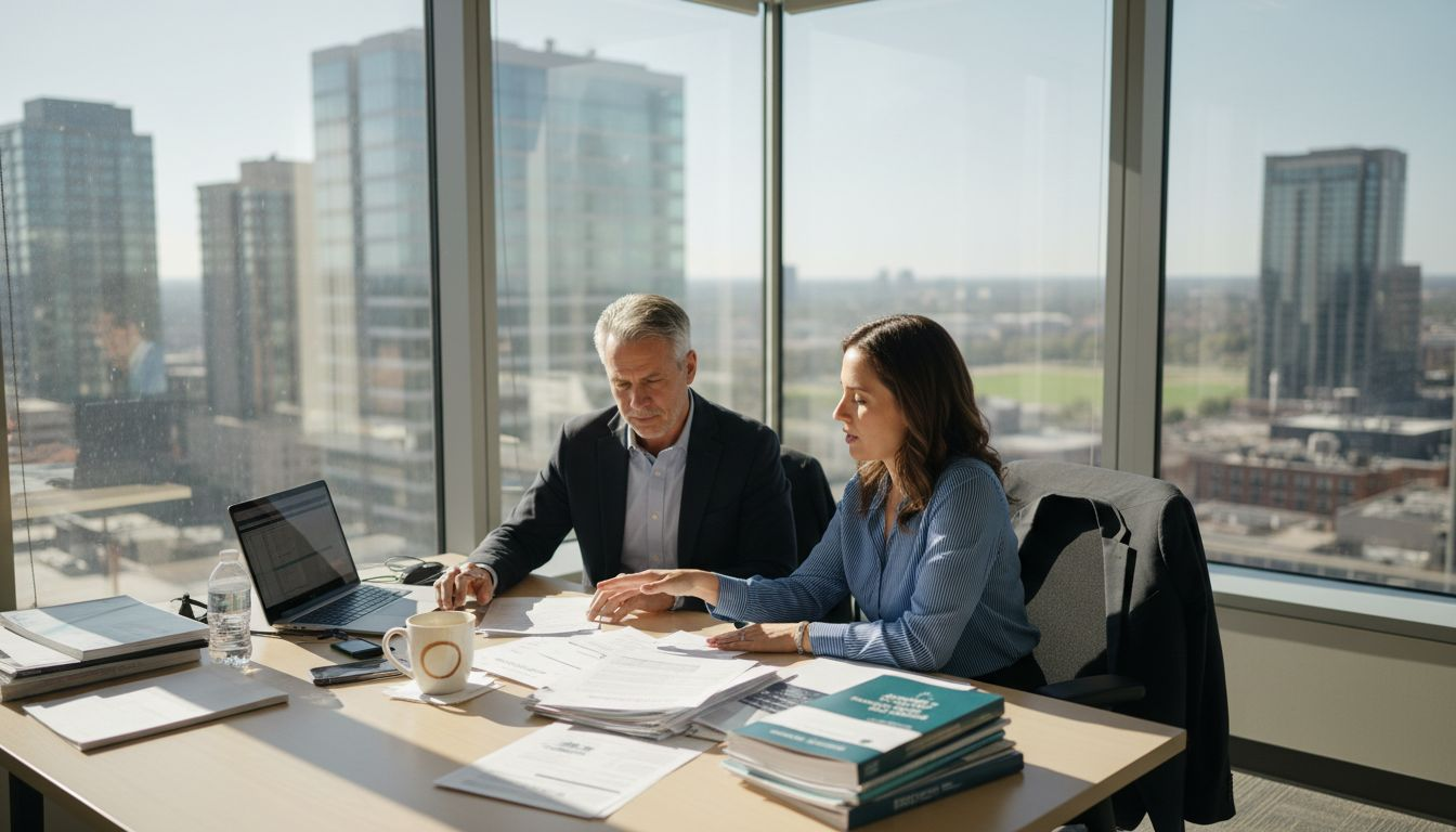 Professionals discussing health insurance pooling