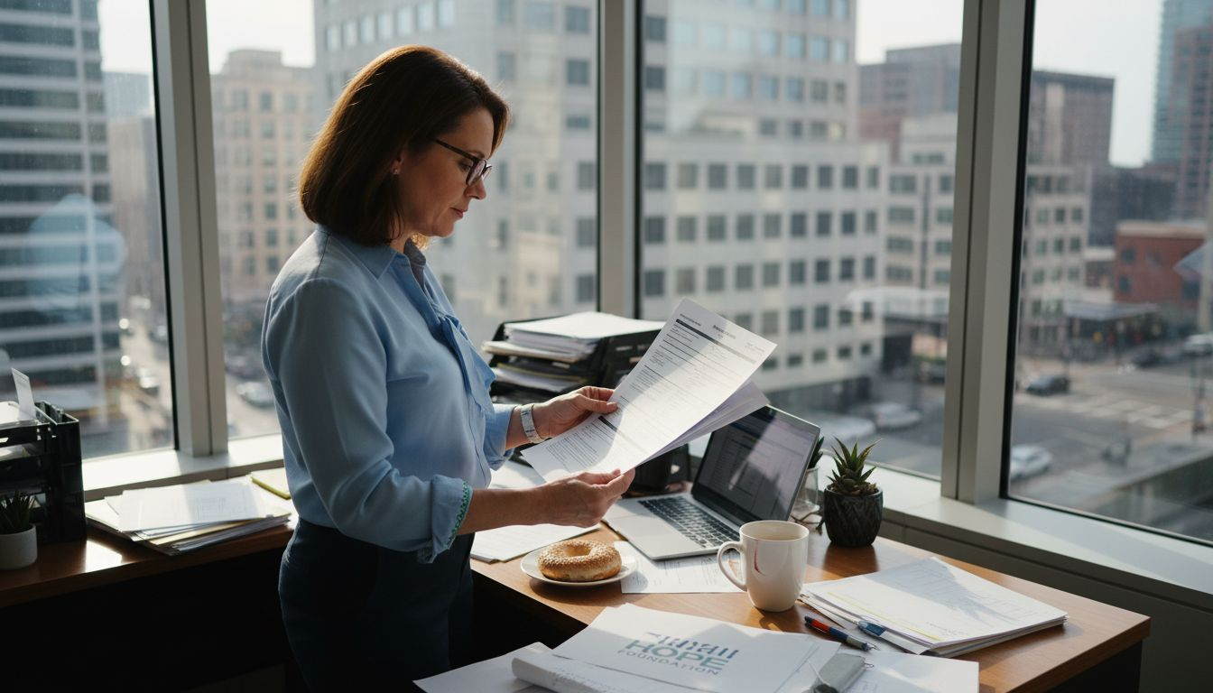 HR manager reviewing non-profit employee benefits