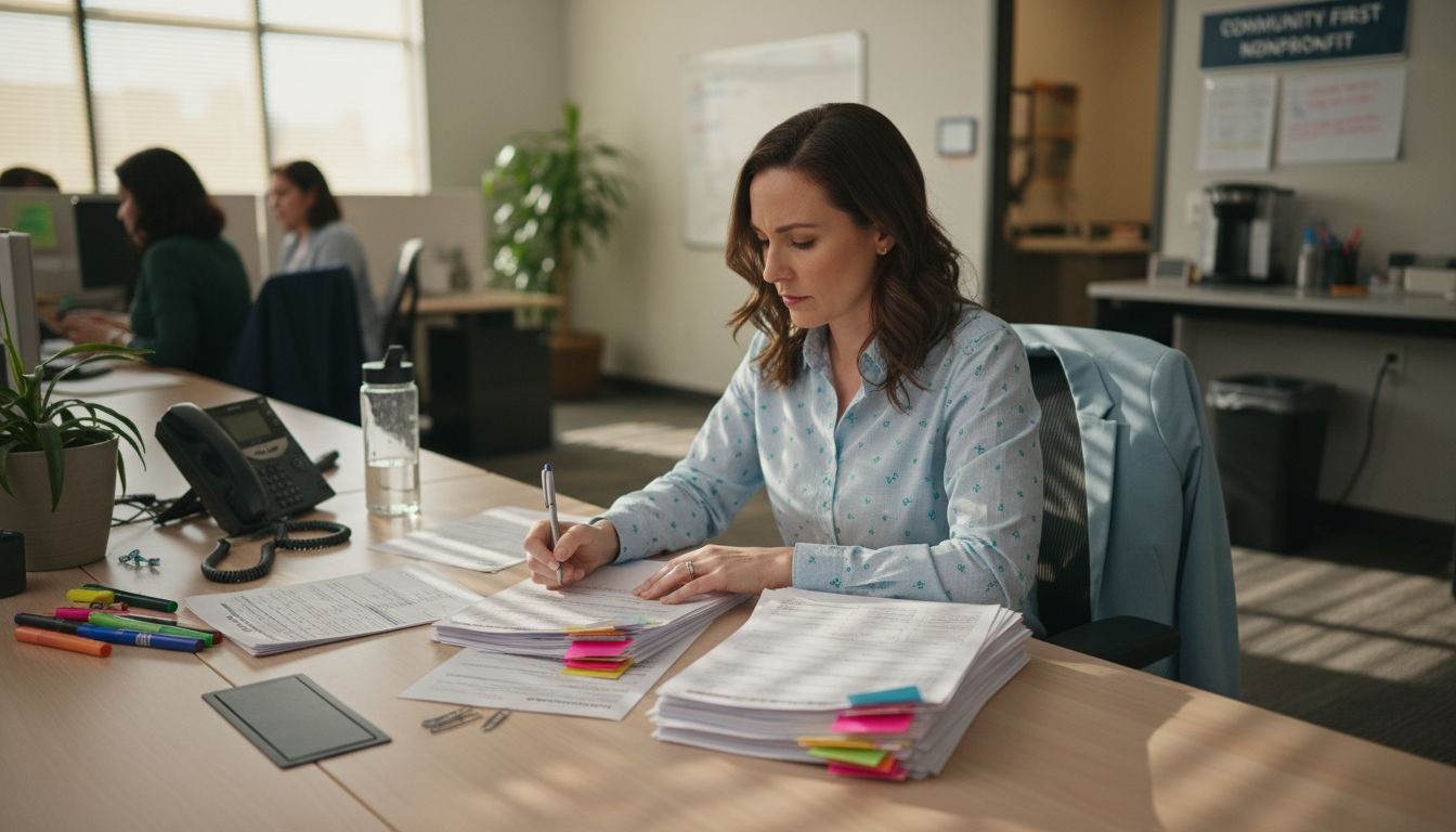 HR manager reviews employee life insurance forms