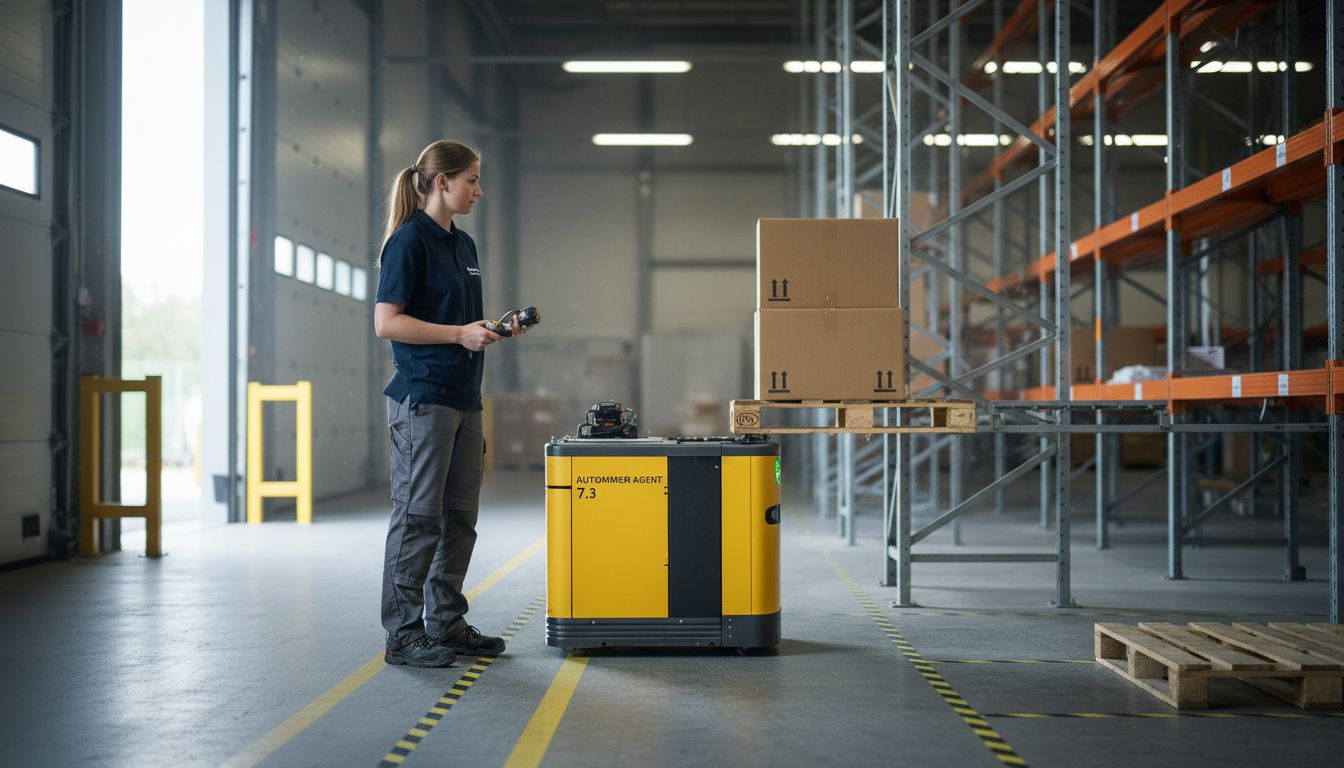 Definition autonome Roboter – Effizienz für Unternehmen 3 Ein Roboter übernimmt den Transport von Kartons in der Lagerhalle.