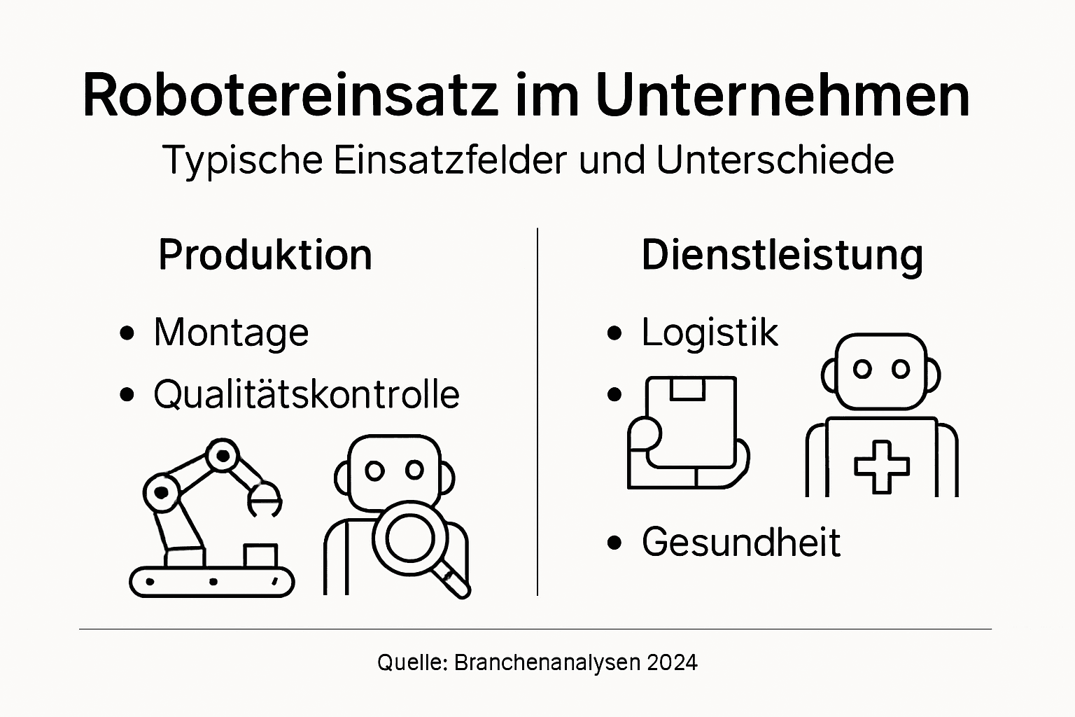 Infografik: Wo Roboter heute in unterschiedlichen Branchen zum Einsatz kommen
