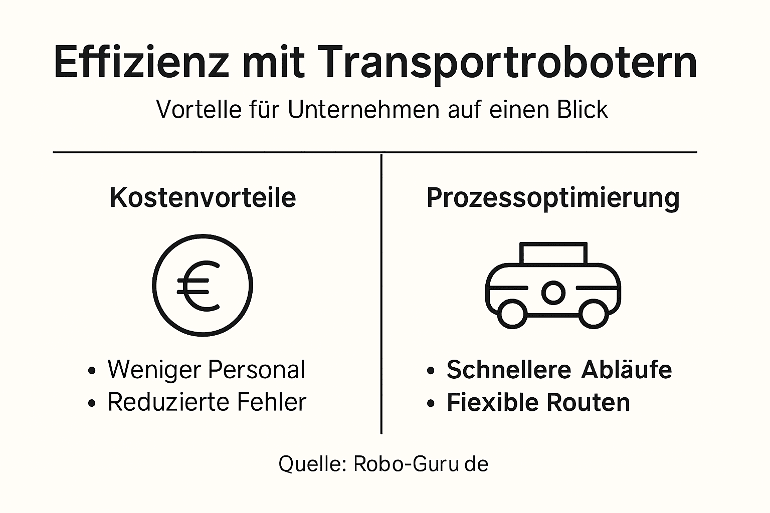Die Infografik veranschaulicht die Vorteile von Transportrobotern auf einen Blick.