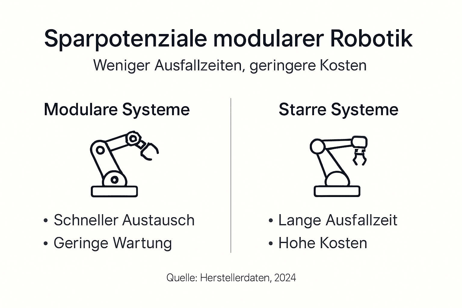 Infografik: Kostenvergleich zwischen modularen und klassischen Robotersystemen