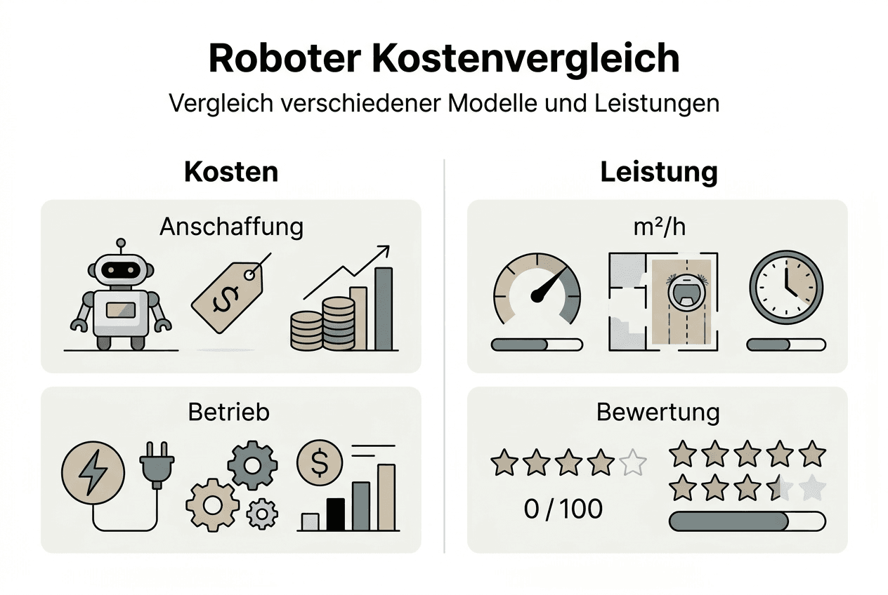 Diese Infografik bietet einen Überblick über Kosten und Leistungsfähigkeit von Robotern.