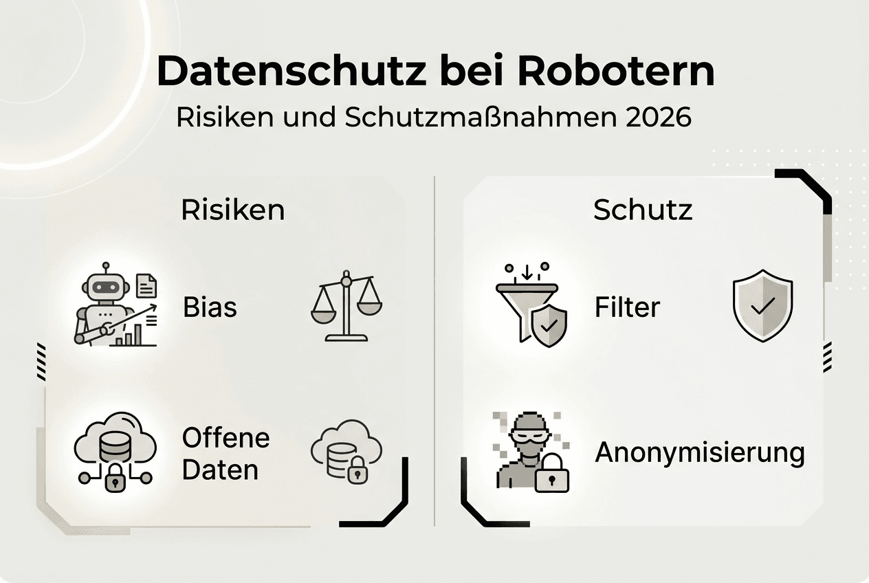 Datenschutz bei Robotern 2026: Praxisleitfaden für FM 3 Grafik: Risiken für den Datenschutz und wie man sich schützt