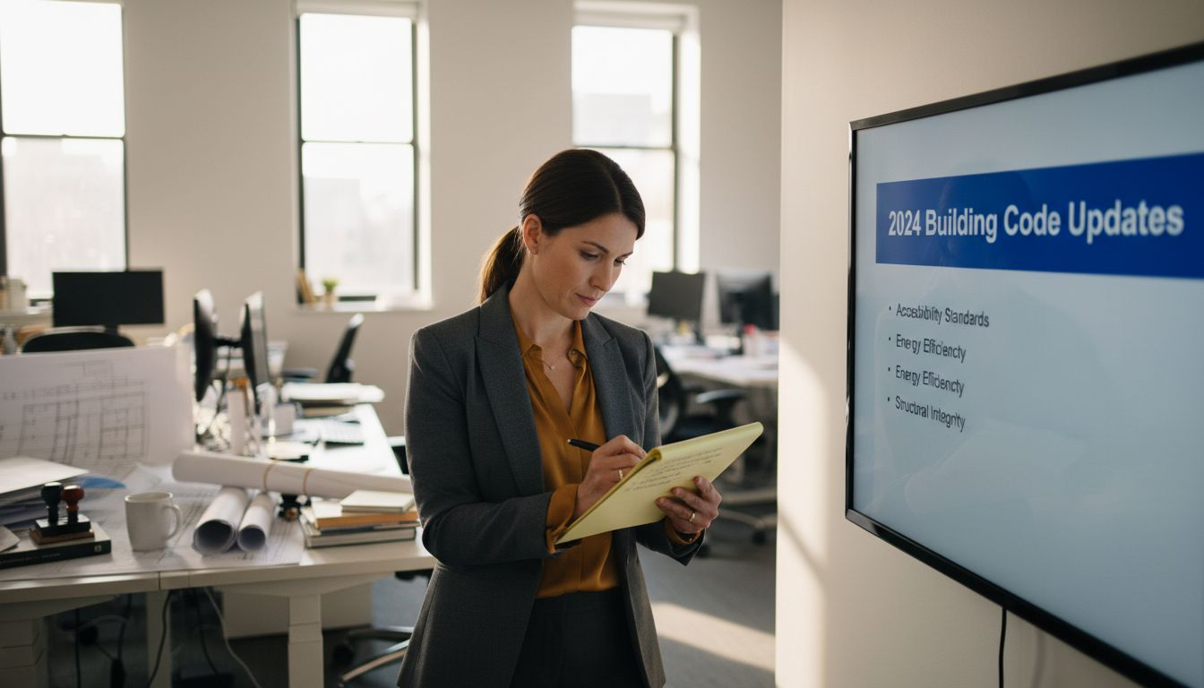 Architect noting ADA compliance on legal pad