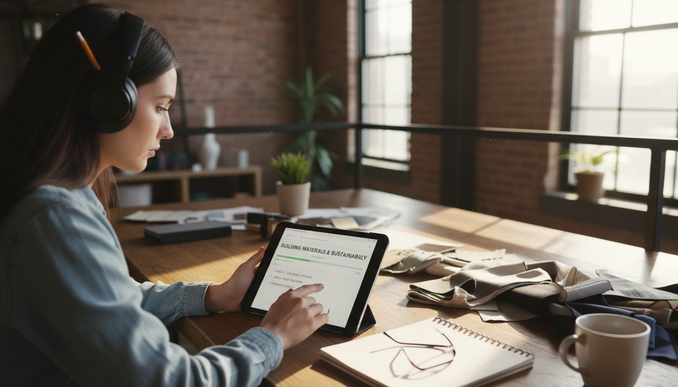 Designer attending online building product course