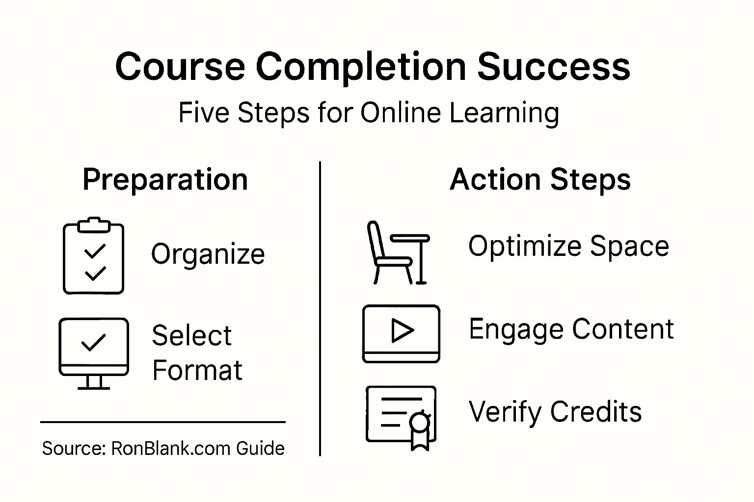 Infographic with five online learning steps