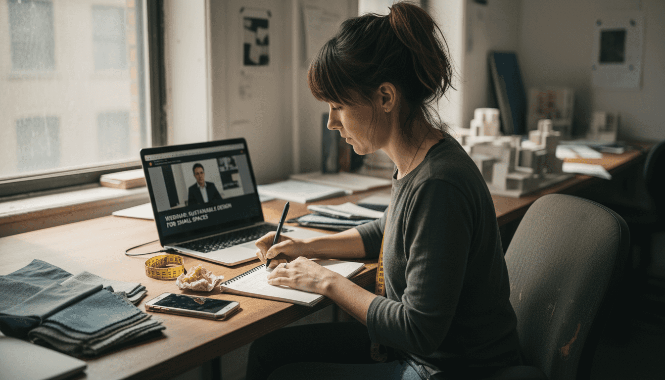 Designer attends online course in studio