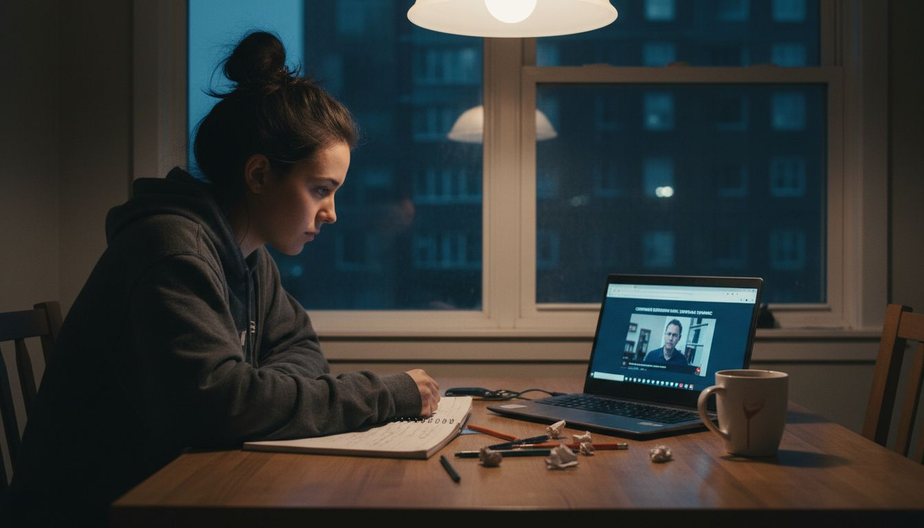 Engineer completing CEU course at kitchen table