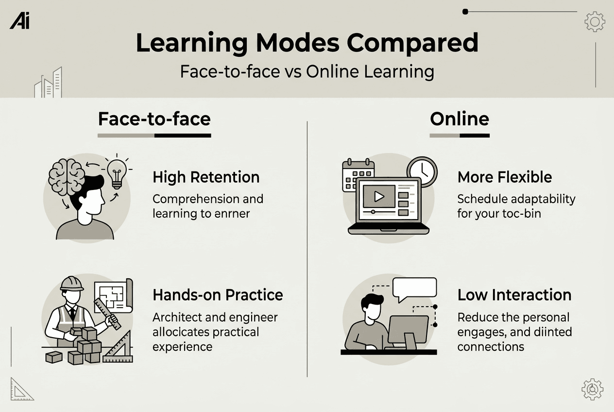 Infographic comparing learning methods for architects