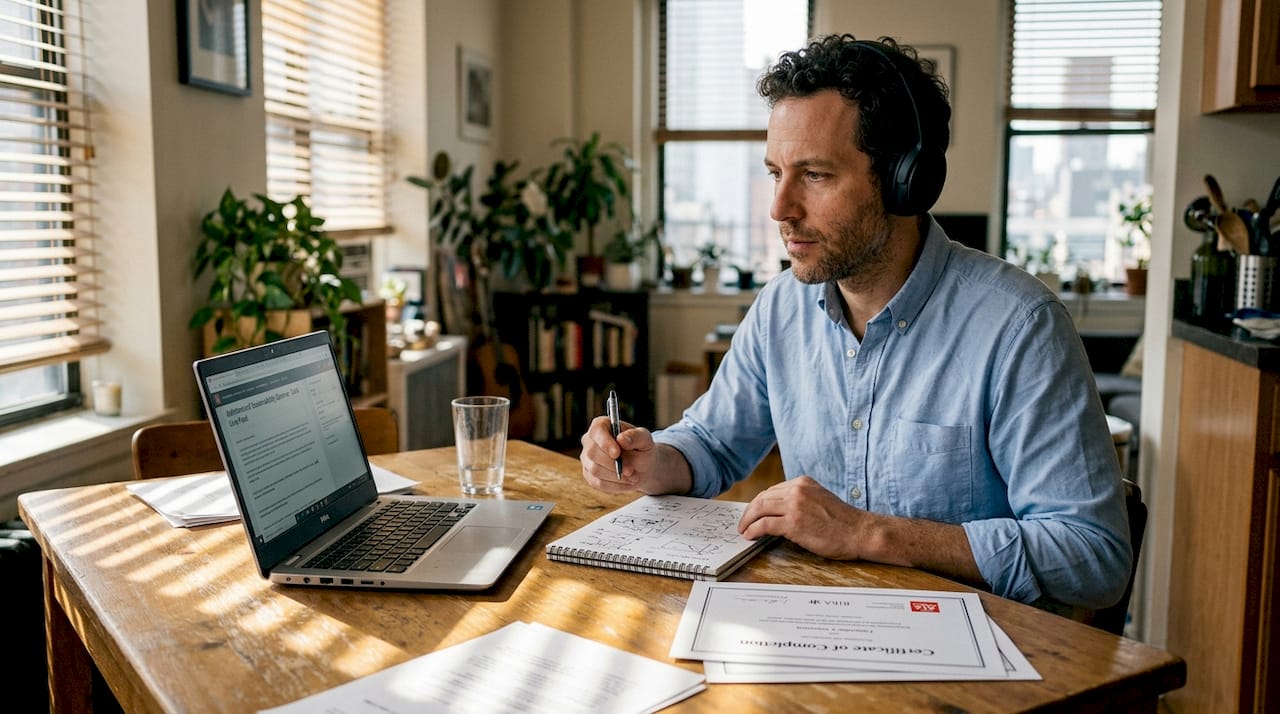 Architect participating in online continuing education