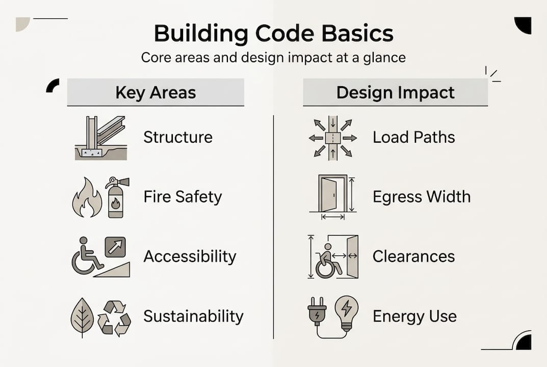 Infographic building code basics core design areas