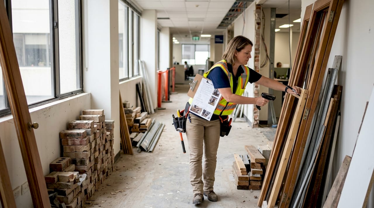 Facility manager documents reused retrofit materials