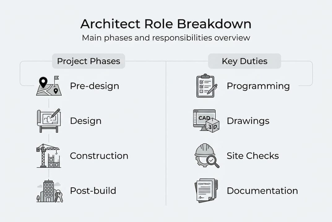 Infographic showing architect roles and phases