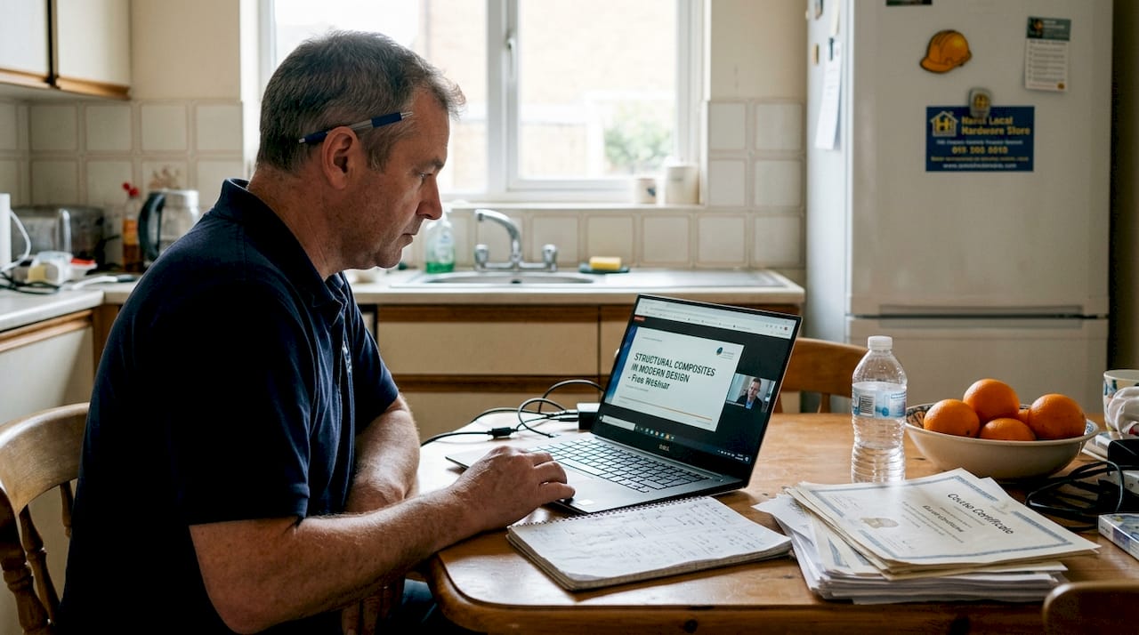 Engineer watching online AIA-accredited webinar