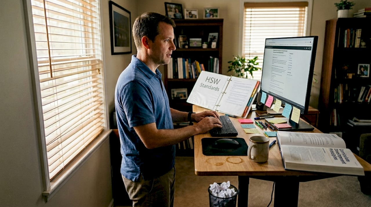 Designer creating accredited course materials