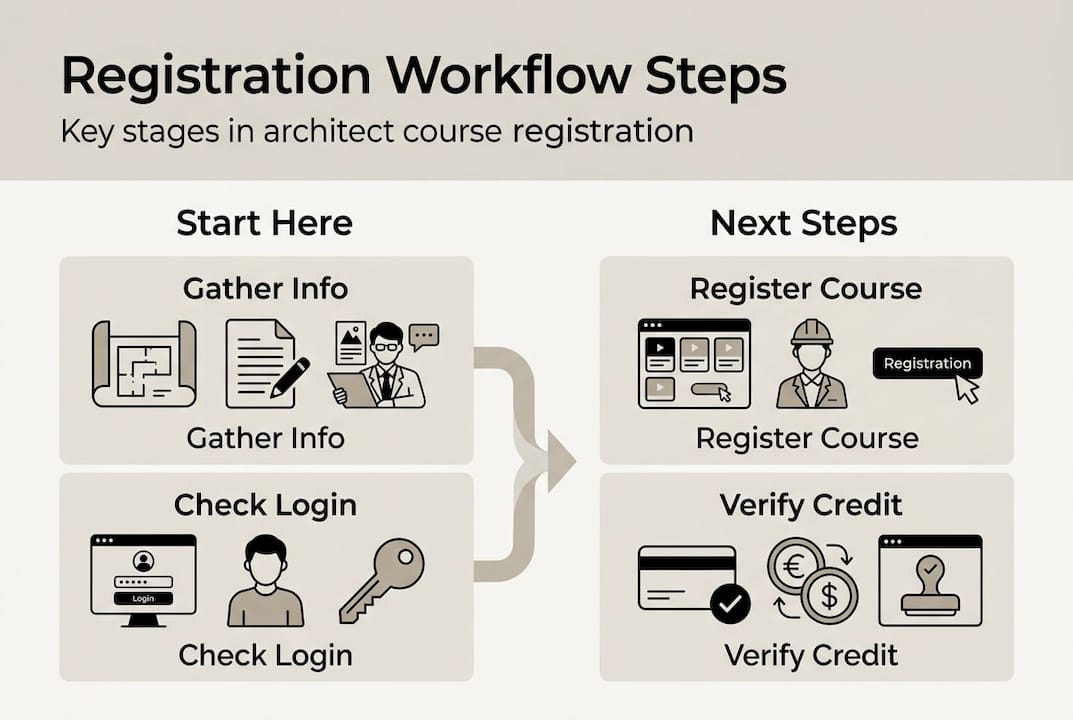 Infographic on architect course registration steps