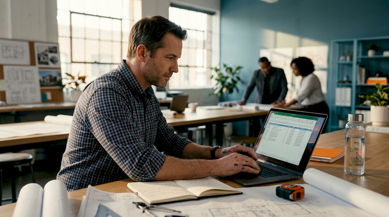 Architect logging education credits on laptop