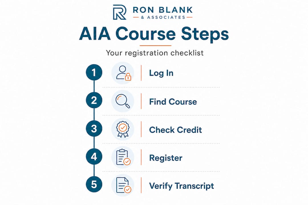 Step-by-step AIA course registration infographic