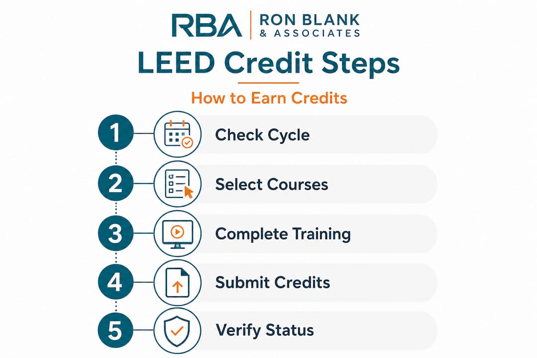 Infographic showing steps to earn LEED credits