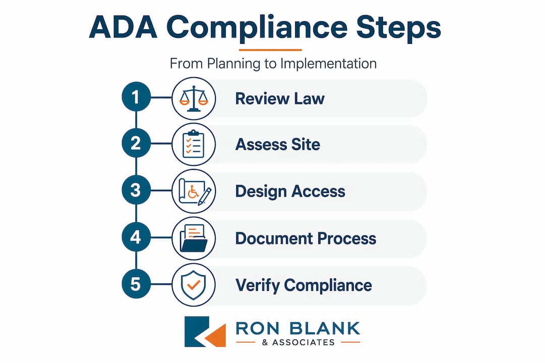 Infographic showing ADA compliance steps for architects