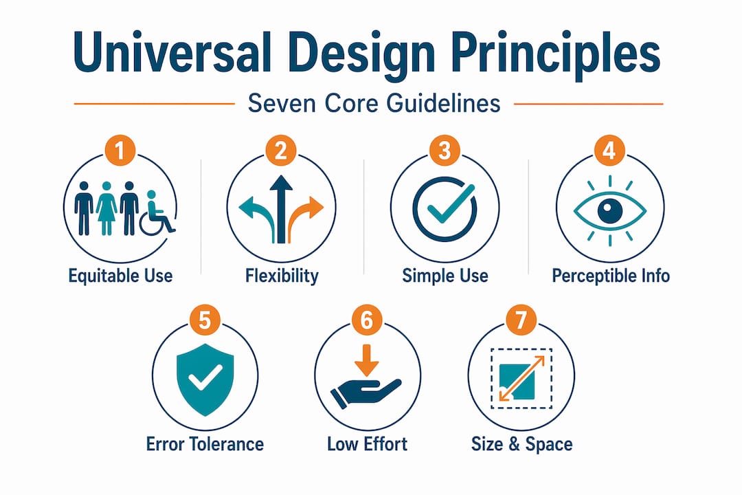 Hierarchy infographic listing universal design principles
