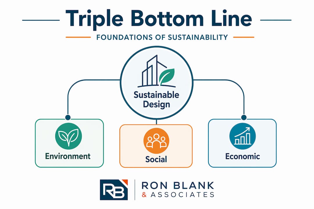 Infographic explaining triple bottom line in sustainable design