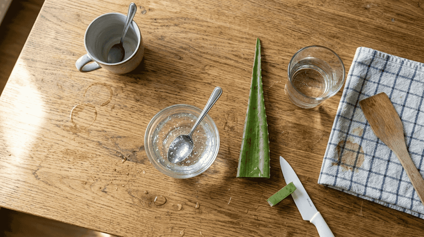 Na stolu se nalaze hijaluronska kiselina i aloe vera.