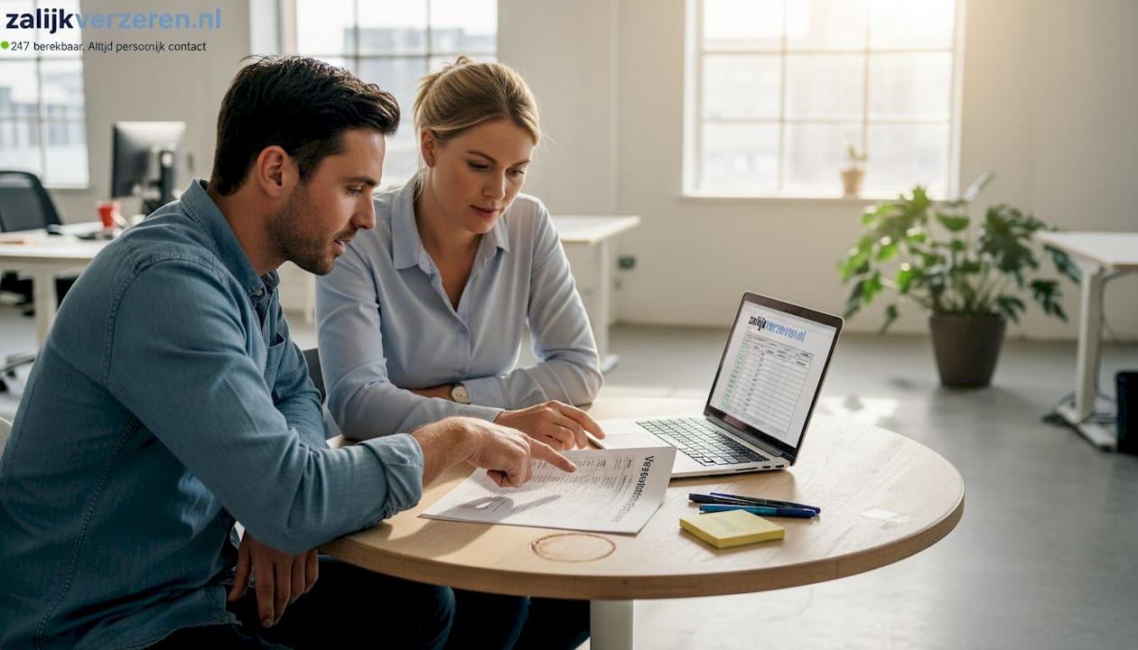 Collega’s overleggen over het personeelsverzekeringsbeleid.